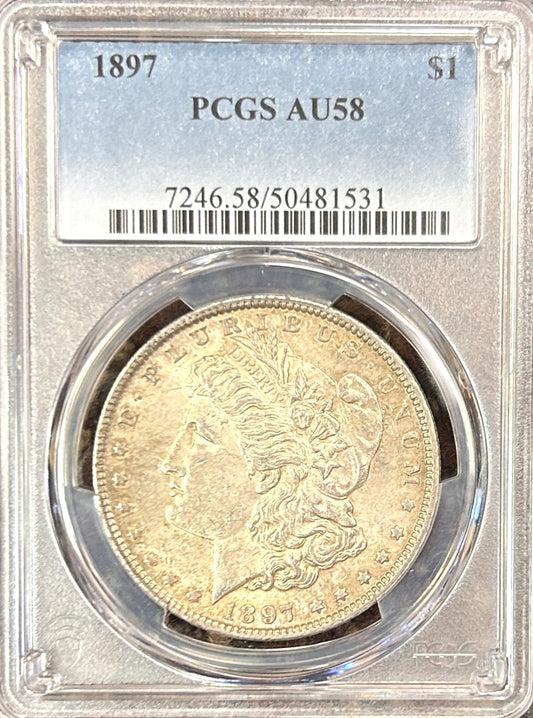 1897 Morgan Silver Dollar AU58