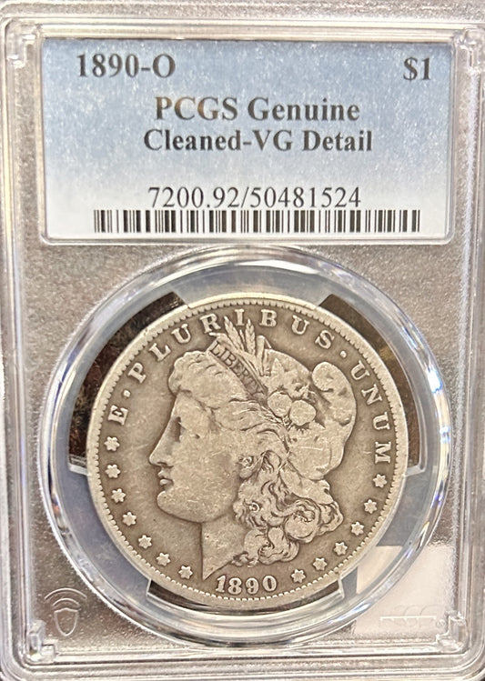 1890-O Morgan Silver Dollar Genuine Cleaned-VG Detail