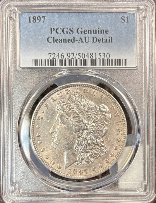 1897 Morgan Silver Dollar Genuine Cleaned-AU Detail