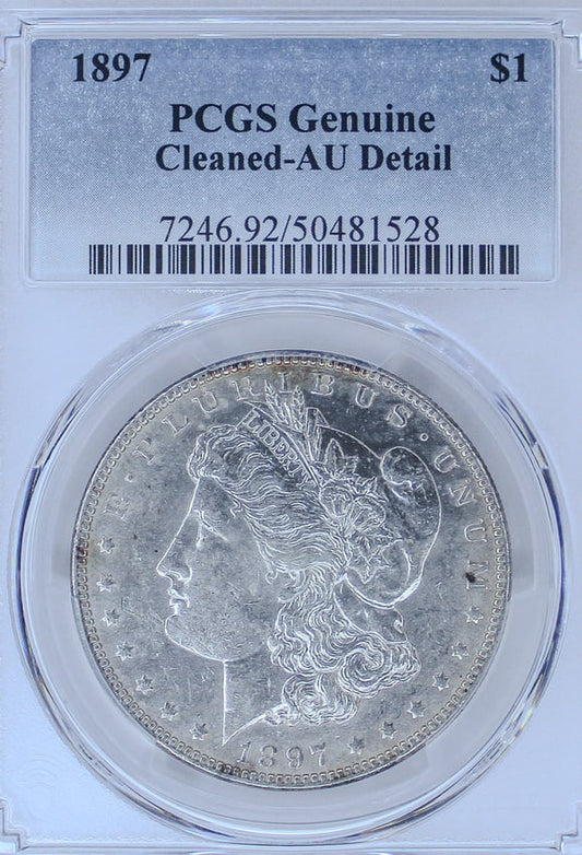 1897 Morgan Silver Dollar Genuine Cleaned-AU Detail