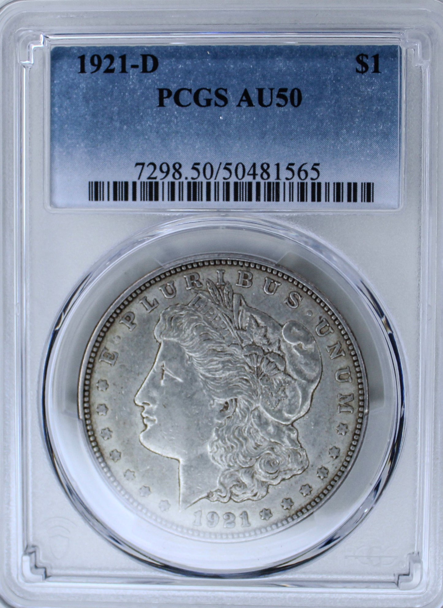 1921-D Morgan Silver Dollar AU50