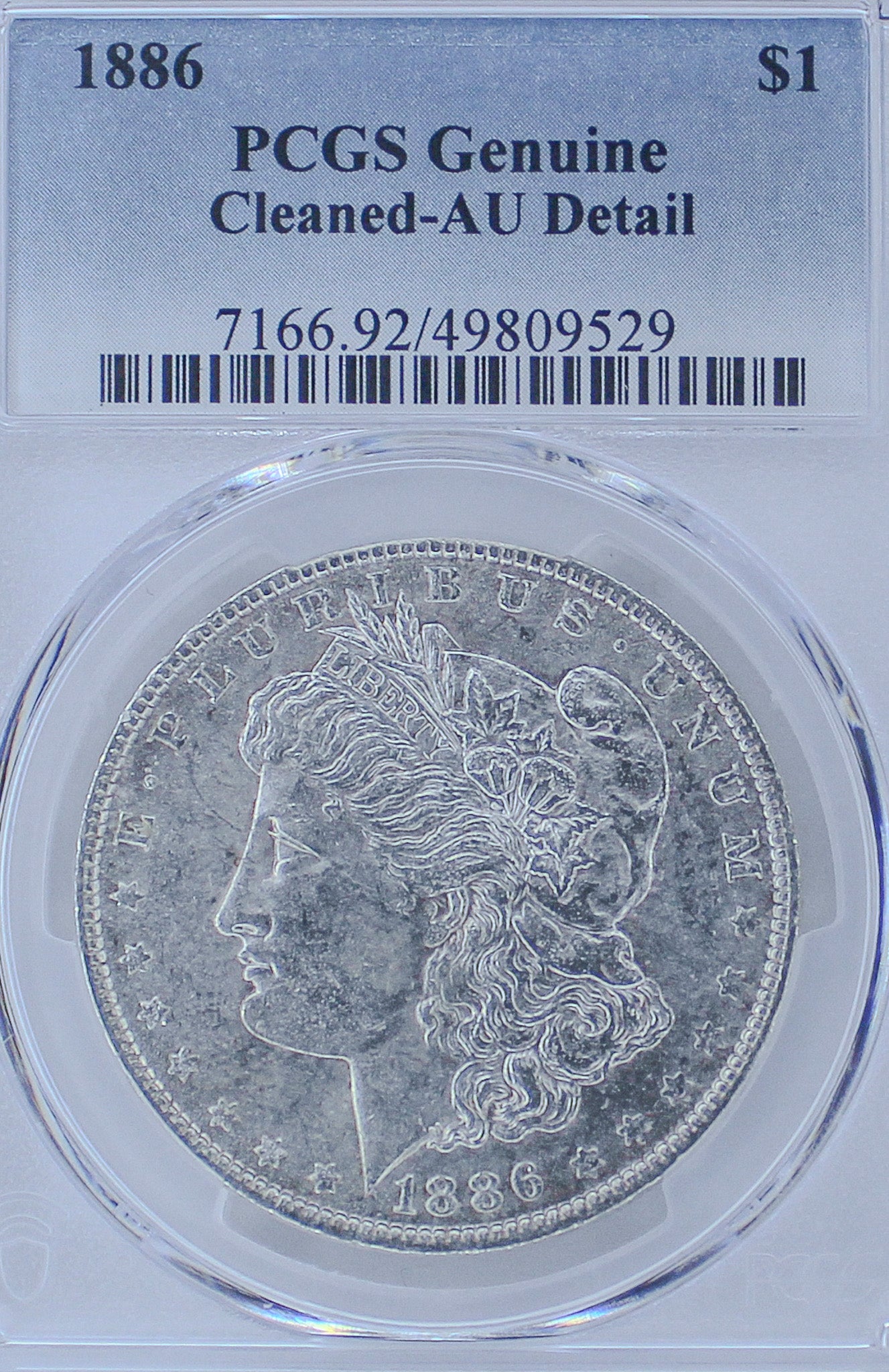 1886 Morgan Silver Dollar Genuine Cleaned-AU Detail