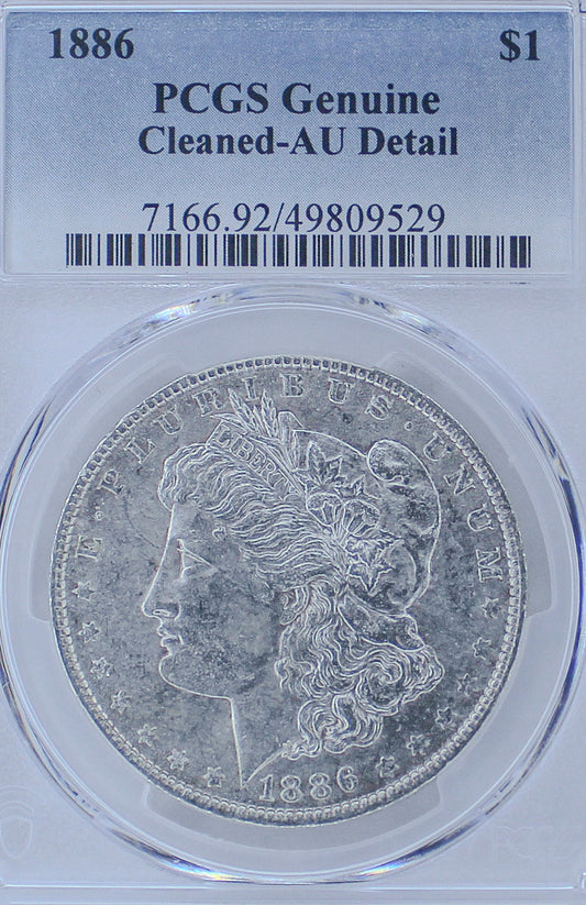 1886 Morgan Silver Dollar Genuine Cleaned-AU Detail