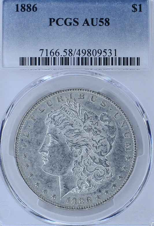 1886 Morgan Silver Dollar AU58