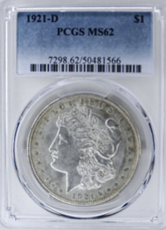 1921-D Morgan Silver Dollar MS62