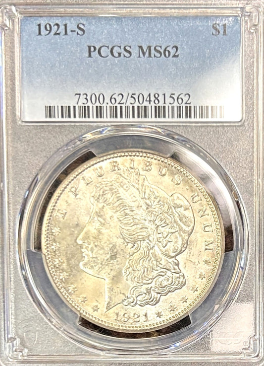 1921-S Morgan Silver Dollar MS62