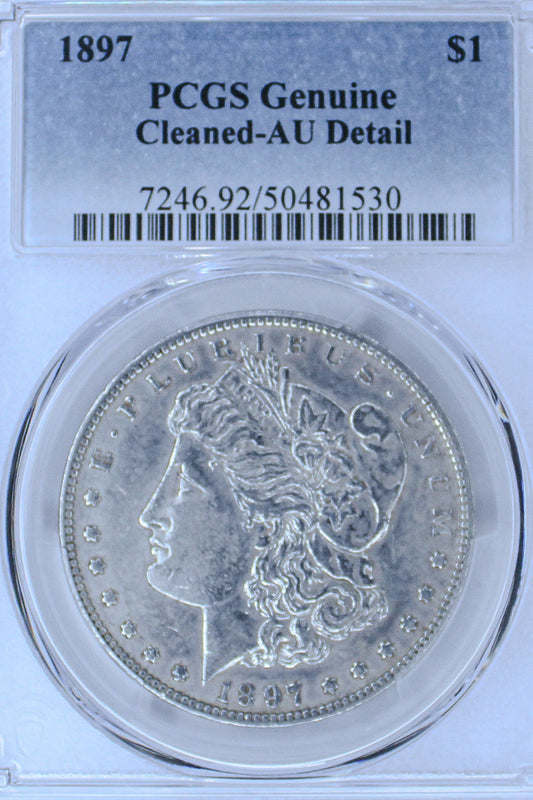 1897 Morgan Silver Dollar Genuine Cleaned-AU Detail