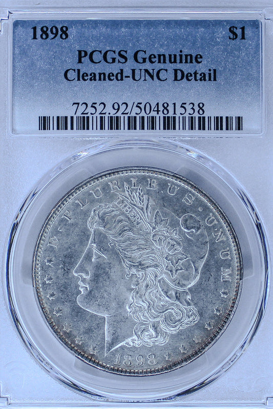 1898 Morgan Silver Dollar Genuine Cleaned-UNC Detail