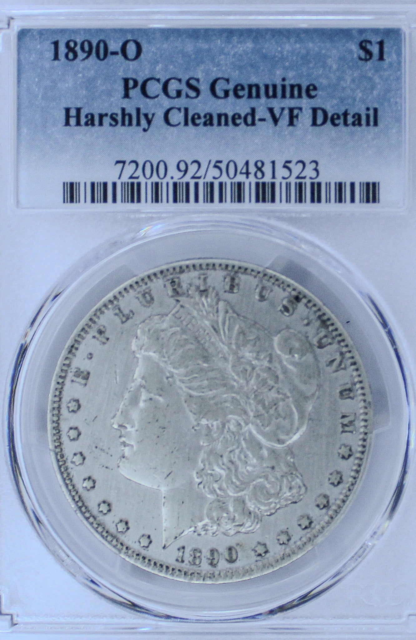 1890-O Morgan Silver Dollar Genuine Harshly Cleaned-VF Detail