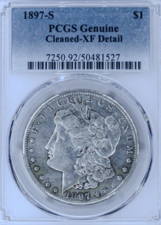 1897-S Morgan Silver Dollar Genuine Cleaned-XF Detail