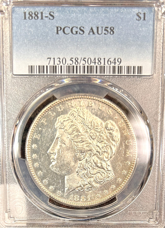 1881-S Morgan Silver Dollar AU58