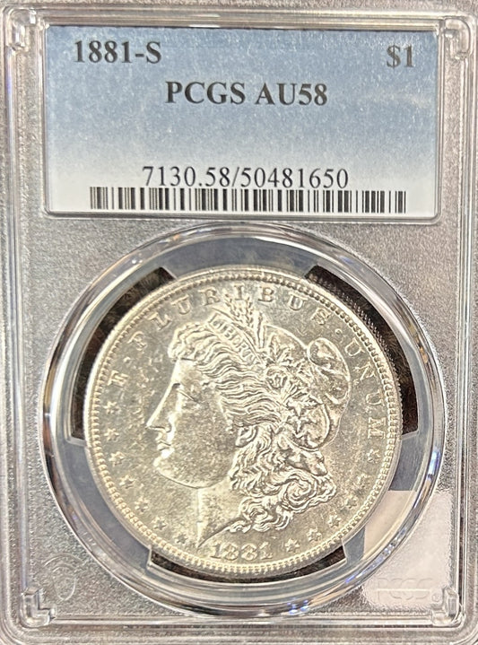 1881-S Morgan Silver Dollar AU58