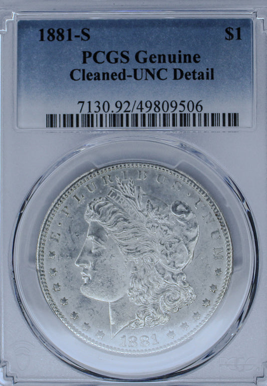 1881-S Genuine Cleaned-UNC Detail Morgan Silver Dollar