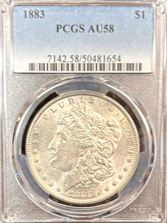 1883 Morgan Silver Dollar AU58