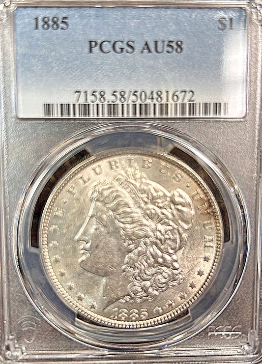 1885 Morgan Silver Dollar AU58