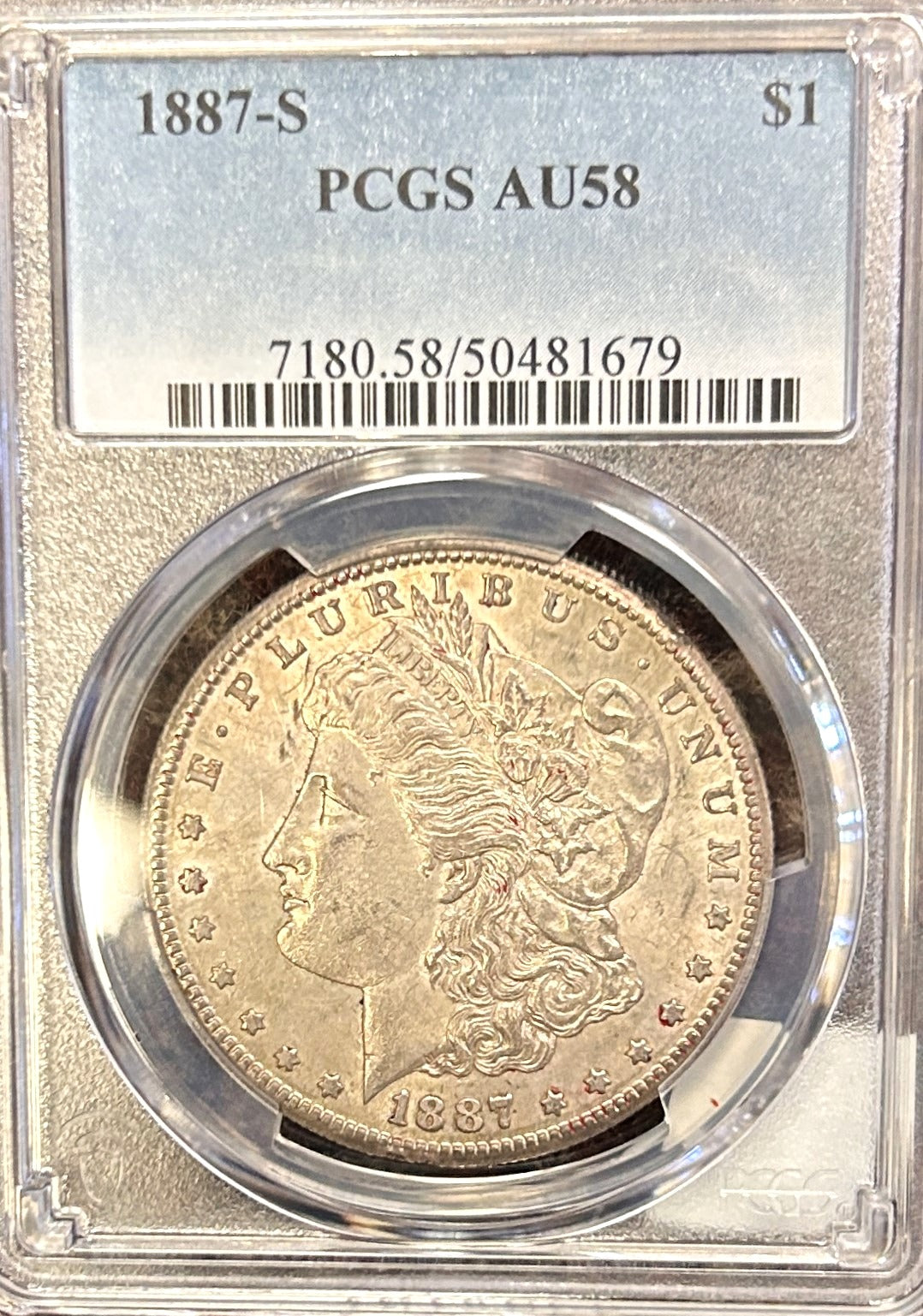 1887-S Morgan Silver Dollar AU58